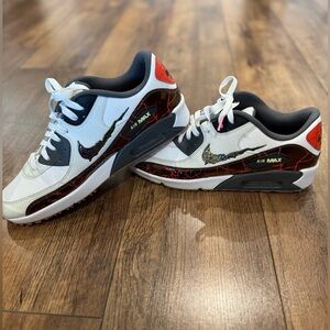Nike Golf Air Max White and Red Athletic Shoes